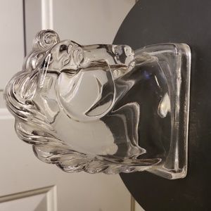 Crystal Glass Horse Bust Head Book End Equestrian Federal Glass Co 1900-1979
